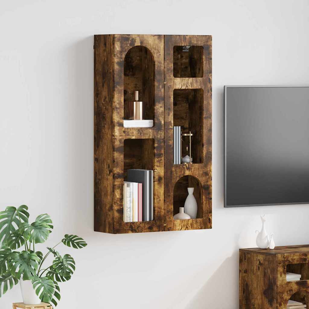 Hangkast met plank Gerookt eiken 59 x 20 x 100 cm Bewerkt hout is nu te koop bij PeponiXL, paradijselijk wonen!