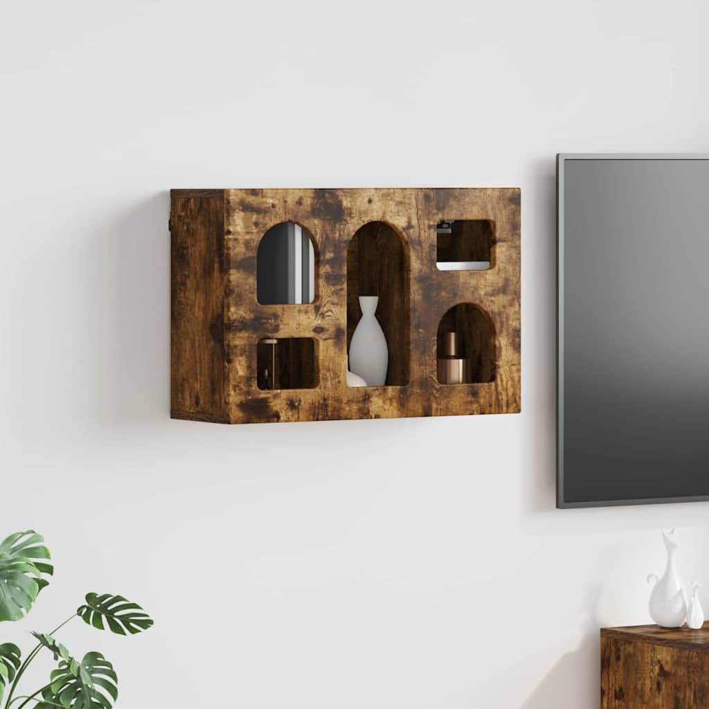 Hangkast met plank Gerookt eiken 60 x 20 x 40 cm Bewerkt hout is nu te koop bij PeponiXL, paradijselijk wonen!