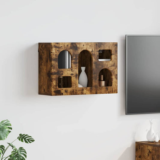 Hangkast met plank Gerookt eiken 60 x 20 x 40 cm Bewerkt hout is nu te koop bij PeponiXL, paradijselijk wonen!