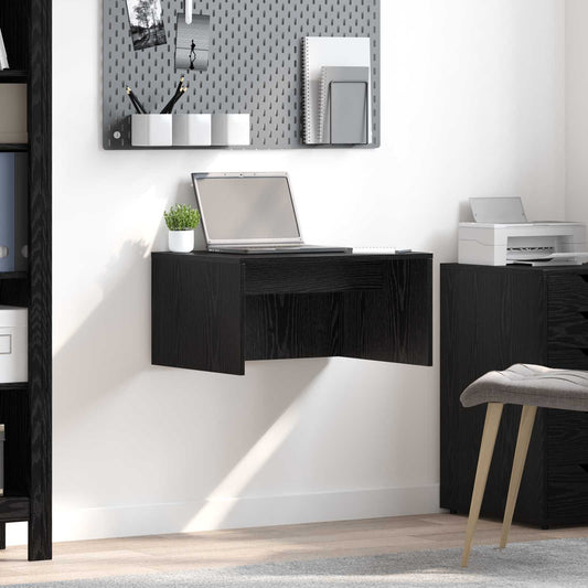 Wandbureau met opslag Zwart Eiken 60 x 45 x 30 cm Bewerkt hout is nu te koop bij PeponiXL, paradijselijk wonen!