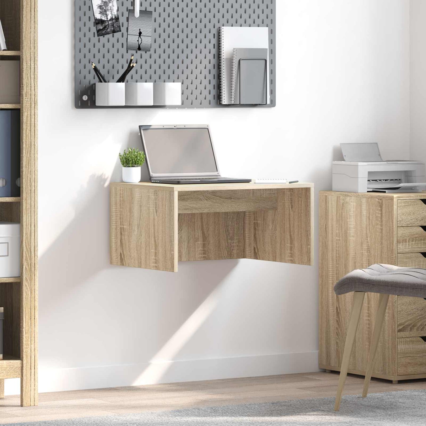 Wandbureau met opslag Sonoma Eiken 60 x 45 x 30 cm Bewerkt hout is nu te koop bij PeponiXL, paradijselijk wonen!