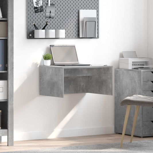 Wandbureau met opslag Beton Grijs 60 x 45 x 30 cm Bewerkt hout is nu te koop bij PeponiXL, paradijselijk wonen!