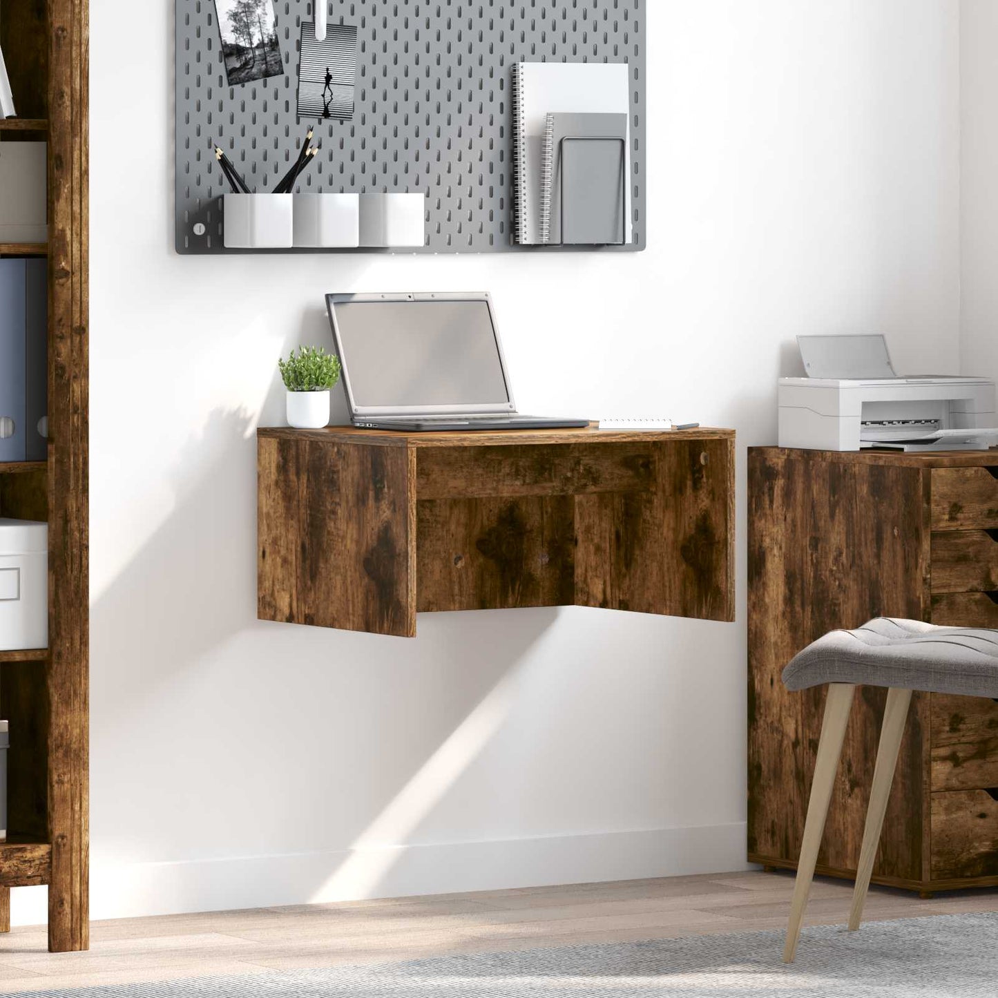 Wandbureau Gerookt eiken 60 x 45 x 30 cm Bewerkt hout is nu te koop bij PeponiXL, paradijselijk wonen!