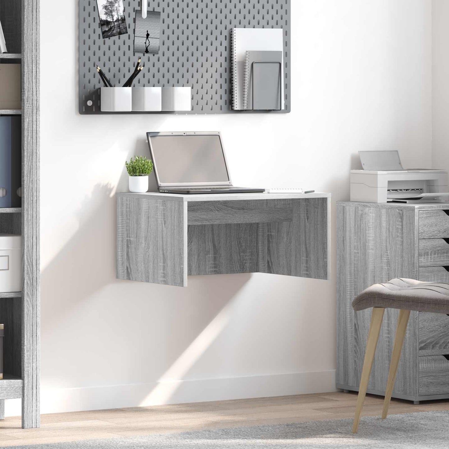 Wandbureau met opslag Grijs Sonoma 60 x 45 x 30 cm Bewerkt hout is nu te koop bij PeponiXL, paradijselijk wonen!