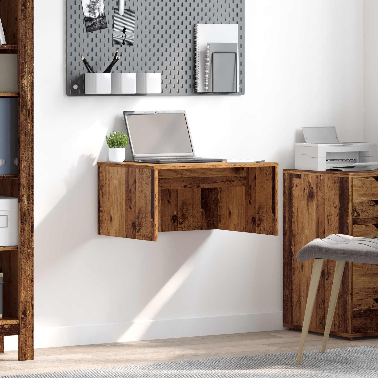 Wandbureau Wandgemonteerd Oud Hout 60 x 45 x 30 cm Bewerkt hout is nu te koop bij PeponiXL, paradijselijk wonen!