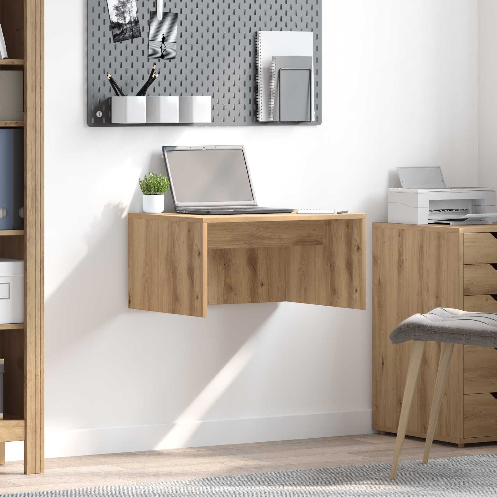 Wandbureau Artisan Eiken 60 x 45 x 30 cm Bewerkt hout is nu te koop bij PeponiXL, paradijselijk wonen!