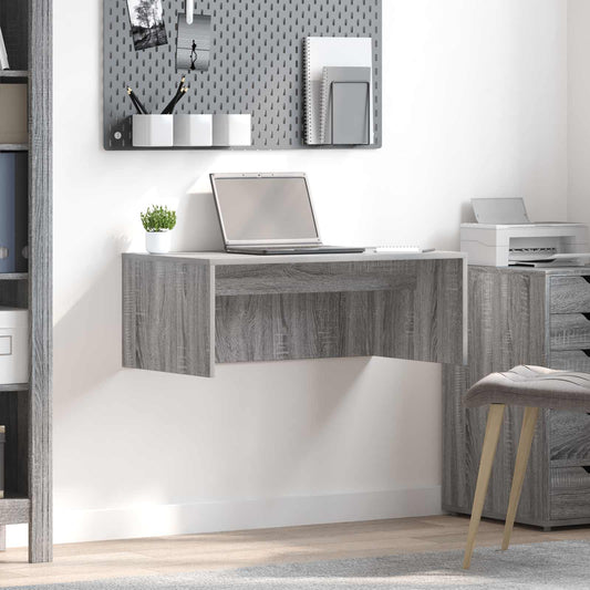Wandbureau met opslag Grijs Sonoma 80 x 45 x 30 cm Bewerkt hout is nu te koop bij PeponiXL, paradijselijk wonen!