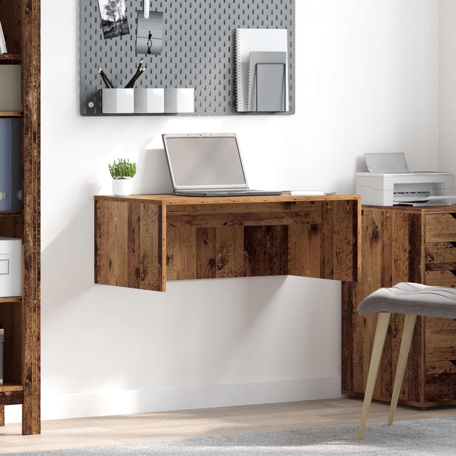 Wandbureau Wandgemonteerd Oud Hout 80 x 45 x 30 cm Bewerkt hout is nu te koop bij PeponiXL, paradijselijk wonen!