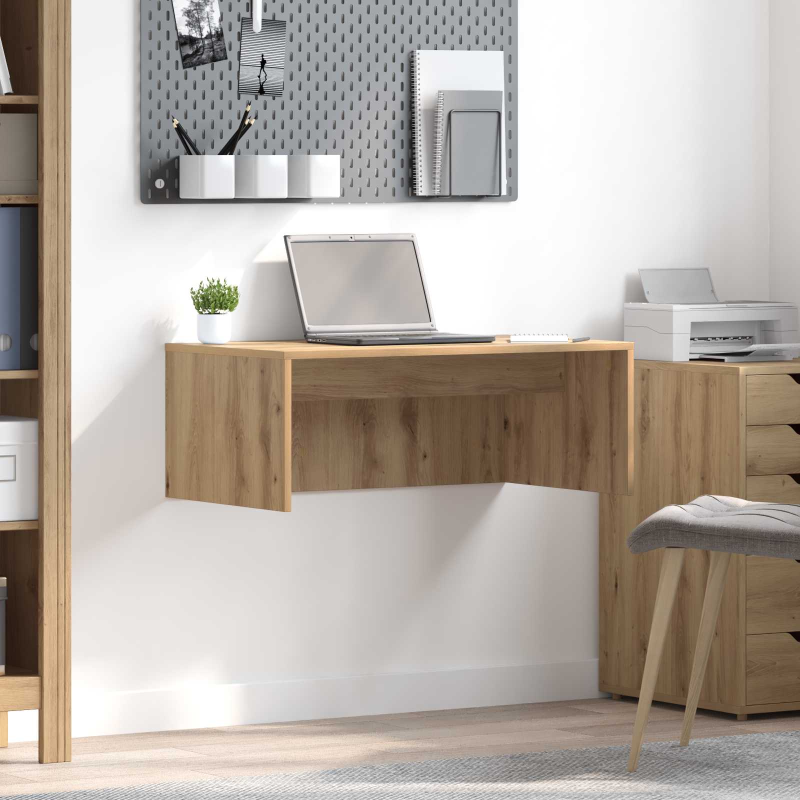 Wandbureau Artisan Eiken 80 x 45 x 30 cm Bewerkt hout is nu te koop bij PeponiXL, paradijselijk wonen!