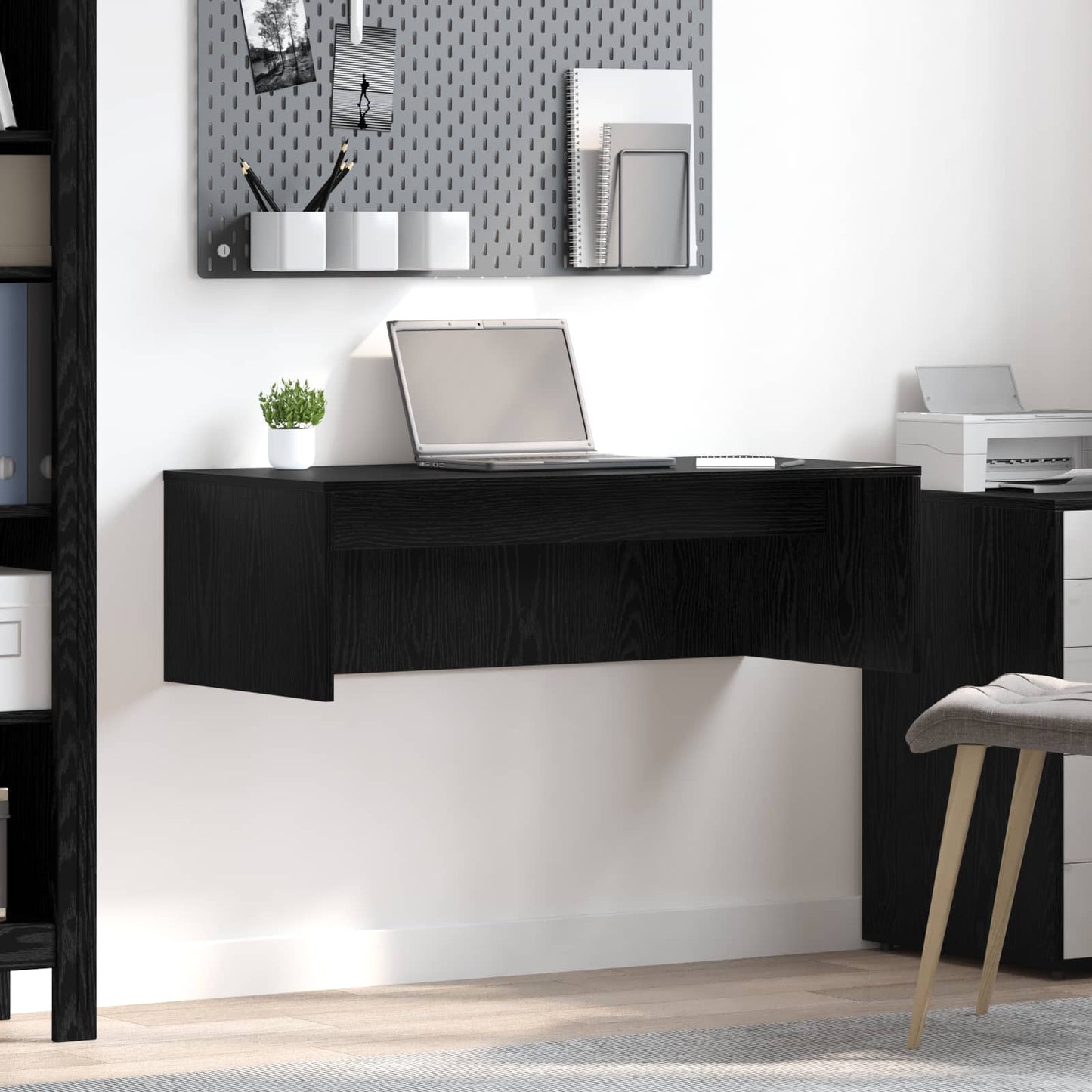 Wandbureau met opslag Zwart Eiken 100 x 45 x 30 cm Bewerkt hout is nu te koop bij PeponiXL, paradijselijk wonen!