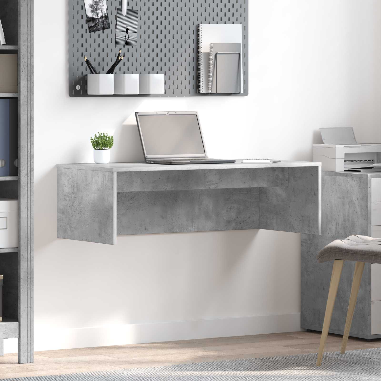 Wandbureau met opslag Beton Grijs 100 x 45 x 30 cm Bewerkt hout is nu te koop bij PeponiXL, paradijselijk wonen!
