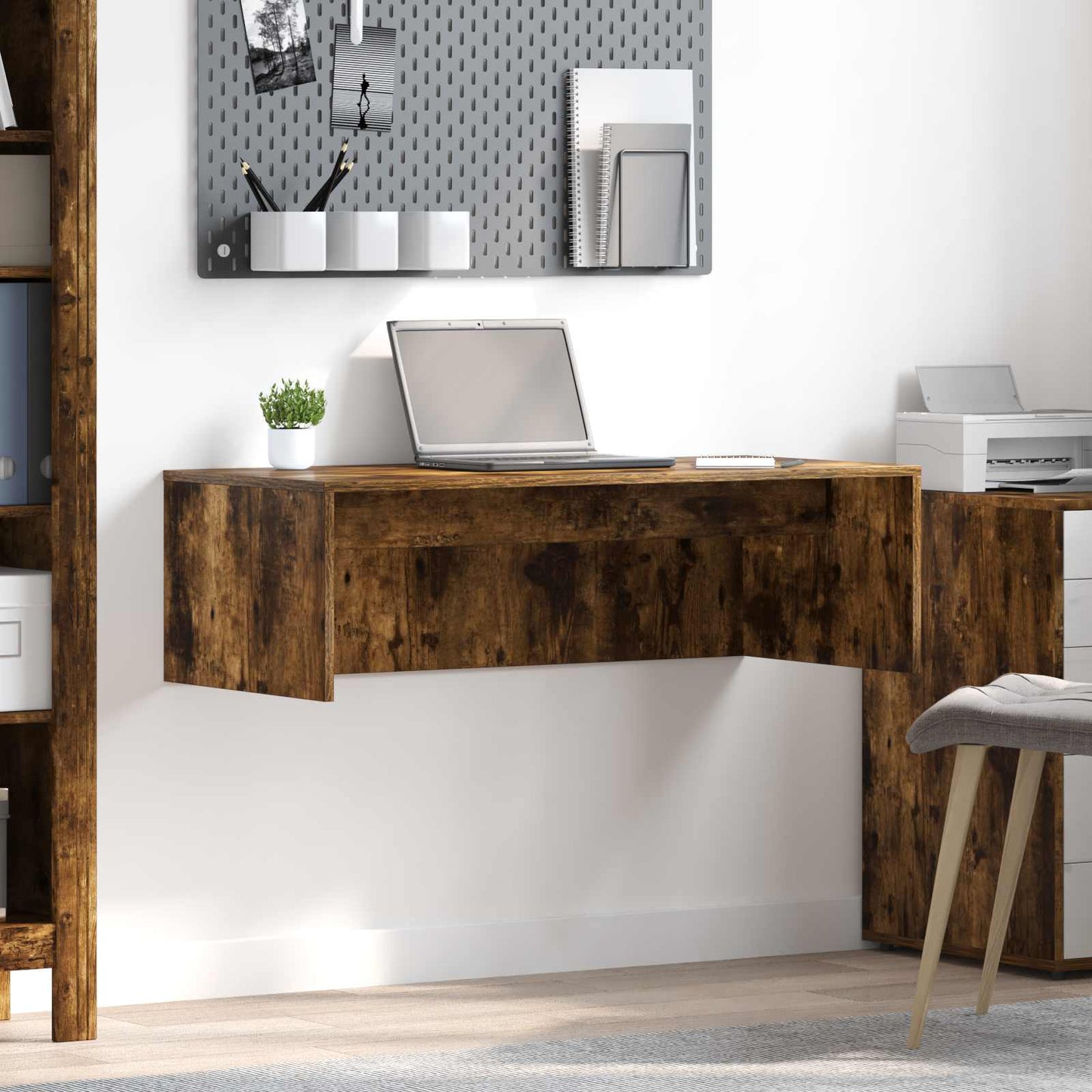 Wandbureau Gerookt eiken 100 x 45 x 30 cm Bewerkt hout is nu te koop bij PeponiXL, paradijselijk wonen!