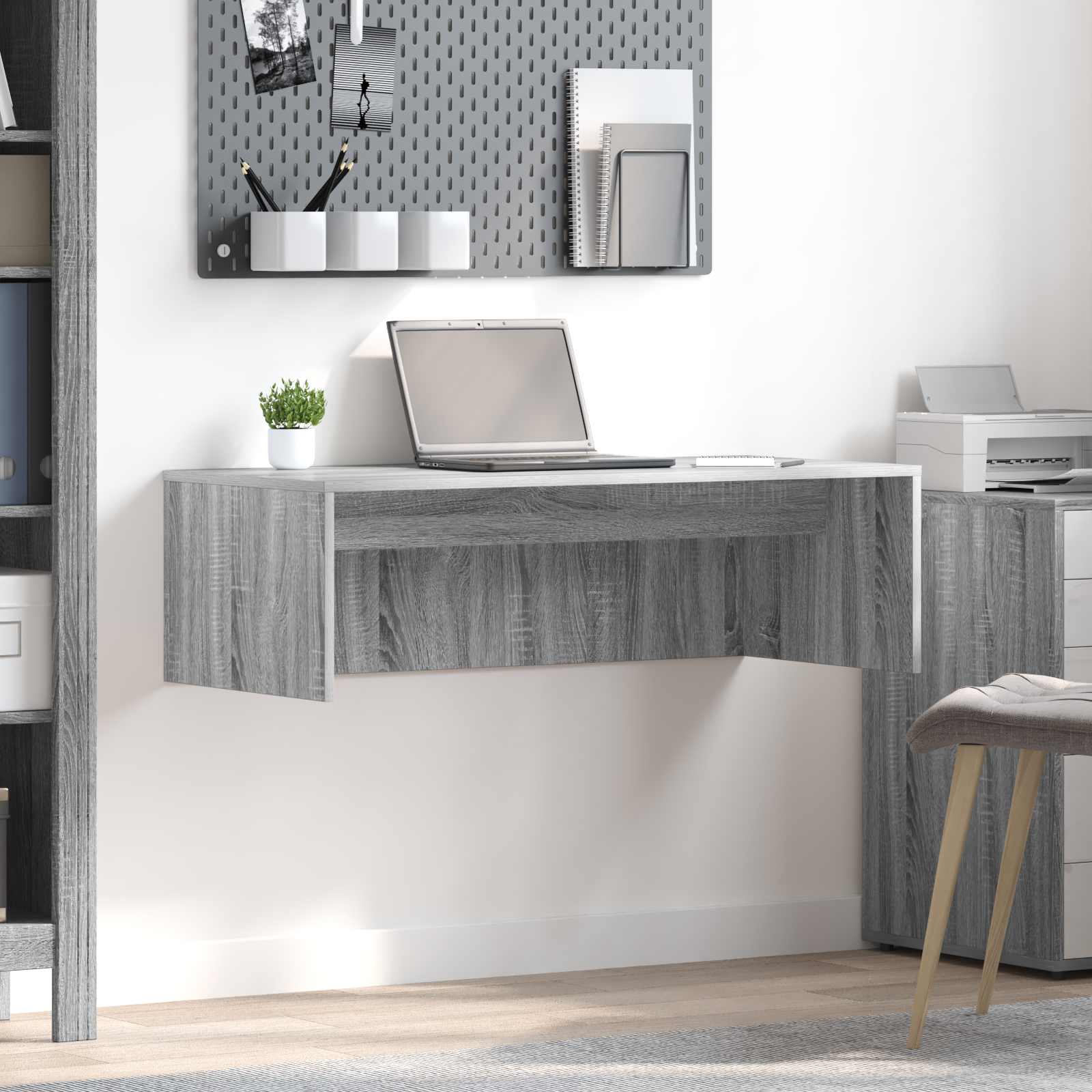 Wandbureau Grijs Sonoma 100 x 45 x 30 cm Bewerkt hout is nu te koop bij PeponiXL, paradijselijk wonen!