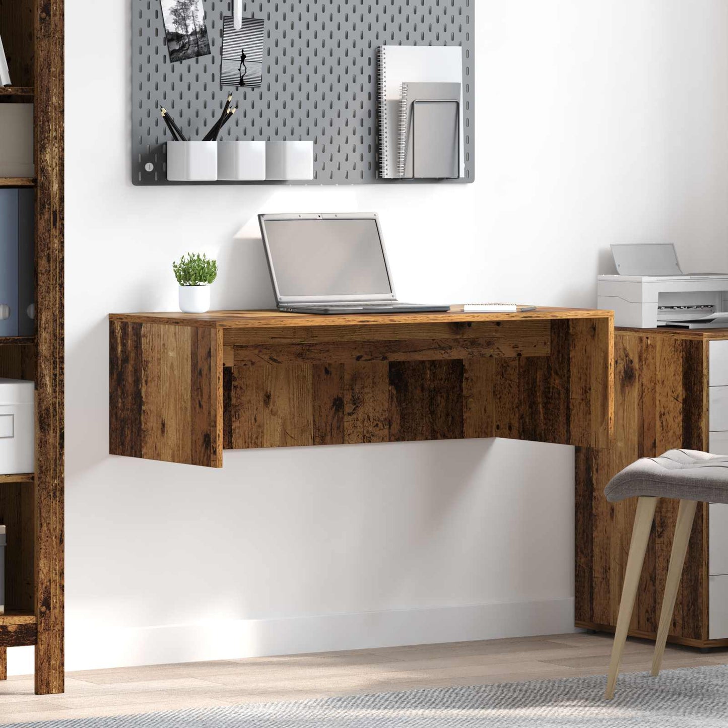 Wandbureau met opslag Oud Hout 100 x 45 x 30 cm Bewerkt hout is nu te koop bij PeponiXL, paradijselijk wonen!