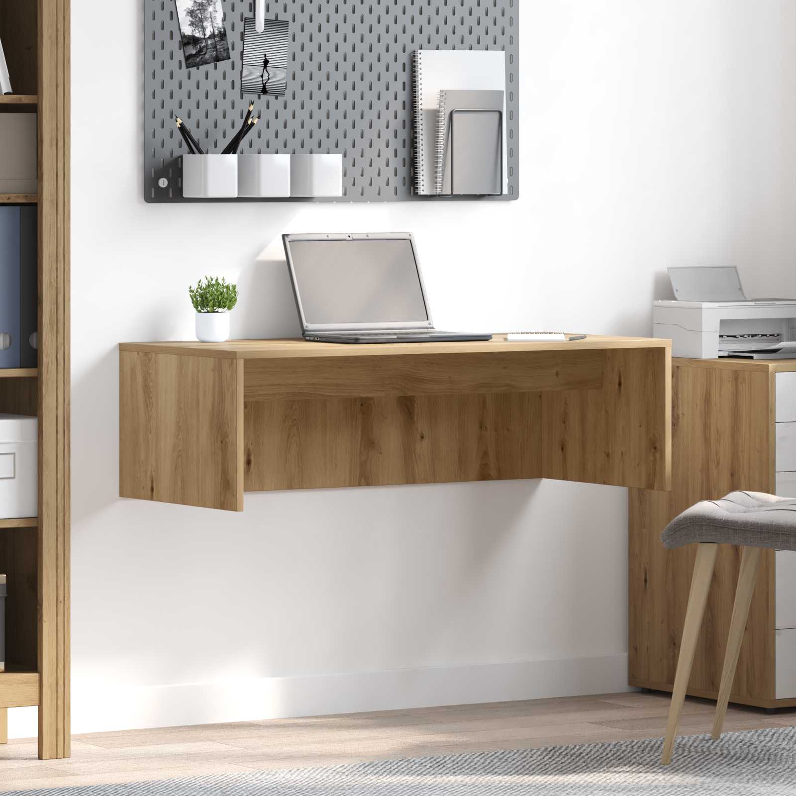 Wandbureau Artisan Eiken 100 x 45 x 30 cm Bewerkt hout is nu te koop bij PeponiXL, paradijselijk wonen!