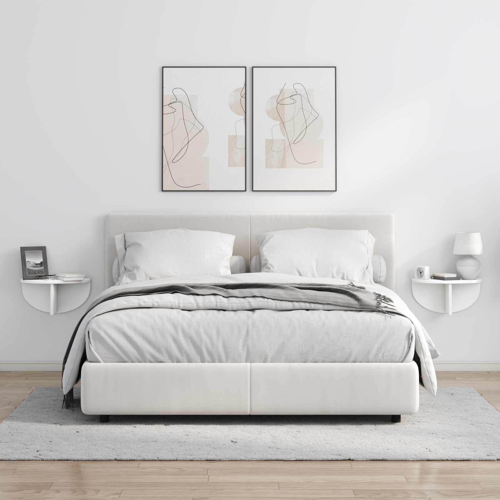 Wandplank Wandgemonteerd 2 pcs Wit 38 x 19 x 19 cm Bewerkt hout is nu te koop bij PeponiXL, paradijselijk wonen!