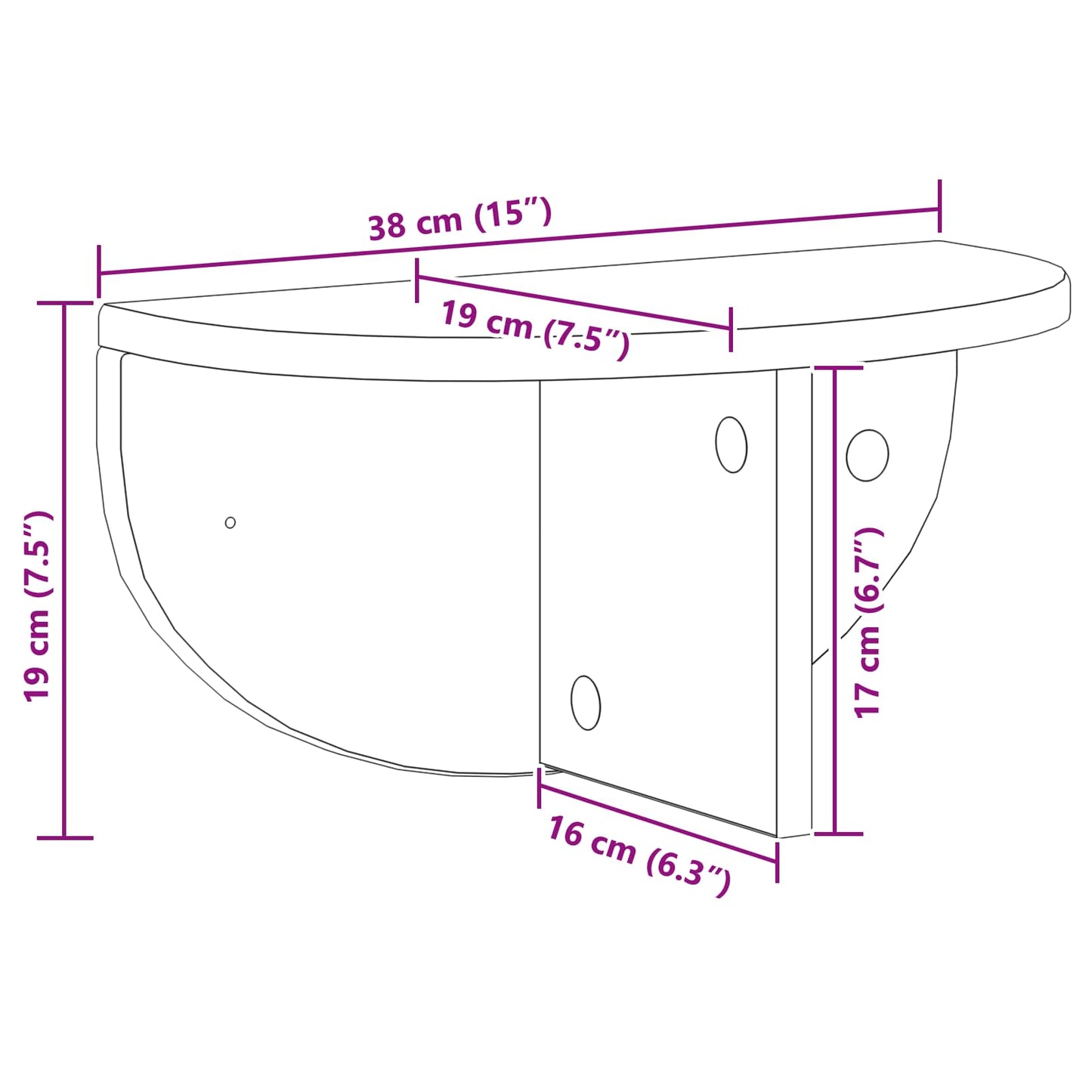 Wandplank Sonoma Eiken 38 x 19 x 19 cm Bewerkt hout is nu te koop bij PeponiXL, paradijselijk wonen!