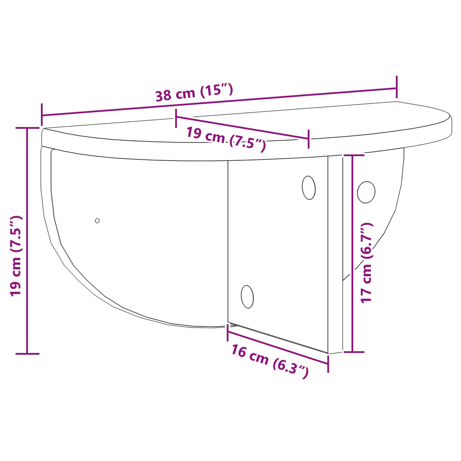 Wandplank Sonoma Eiken 38 x 19 x 19 cm Bewerkt hout is nu te koop bij PeponiXL, paradijselijk wonen!