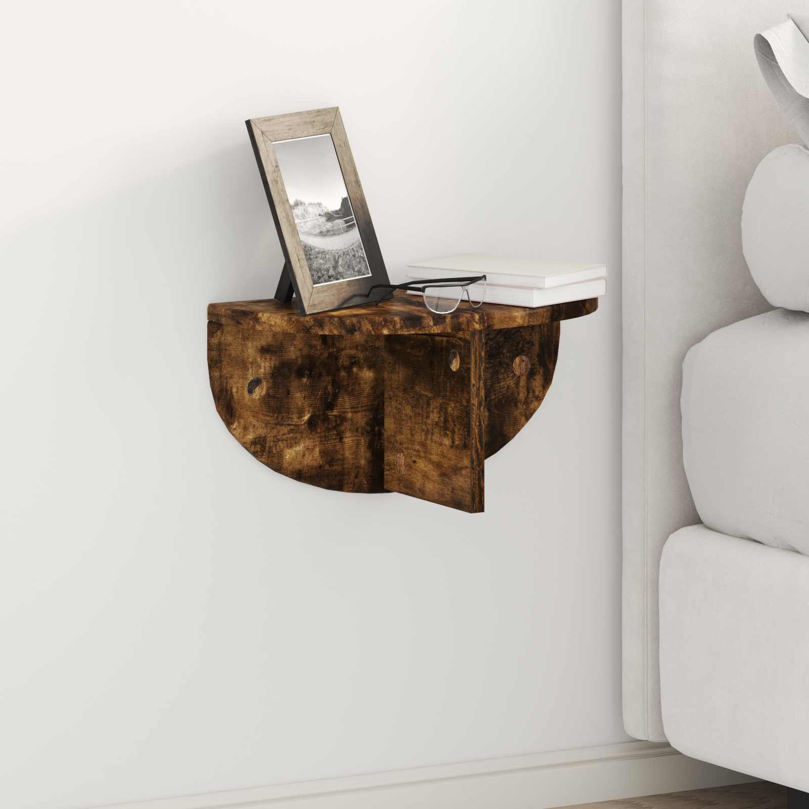 Wandplank Gerookt eiken 38 x 19 x 19 cm Bewerkt hout is nu te koop bij PeponiXL, paradijselijk wonen!