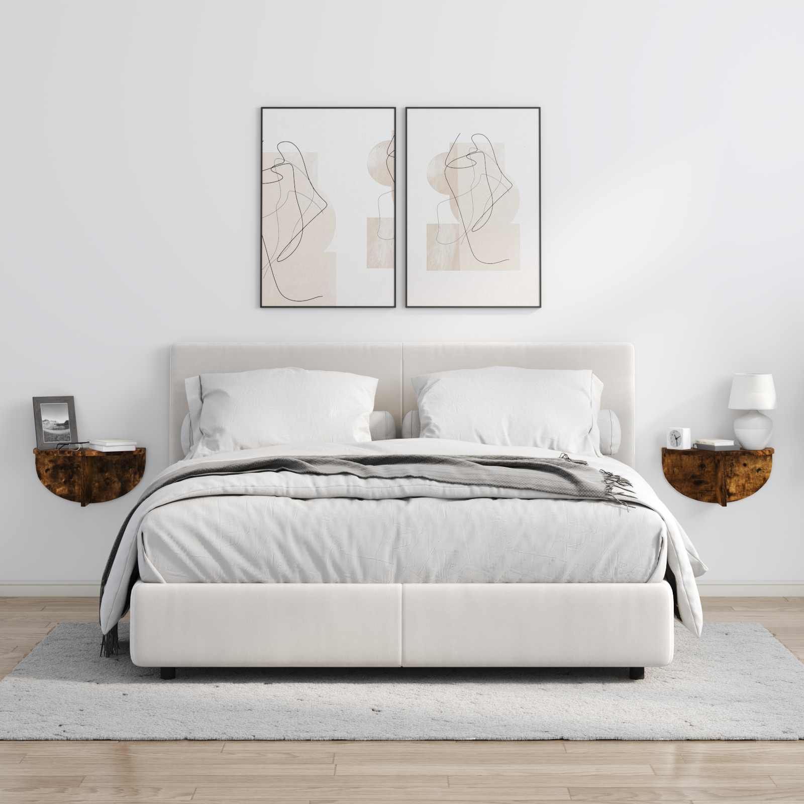 Wandplank 2 pcs Gerookt eiken 38 x 19 x 19 cm Bewerkt hout is nu te koop bij PeponiXL, paradijselijk wonen!