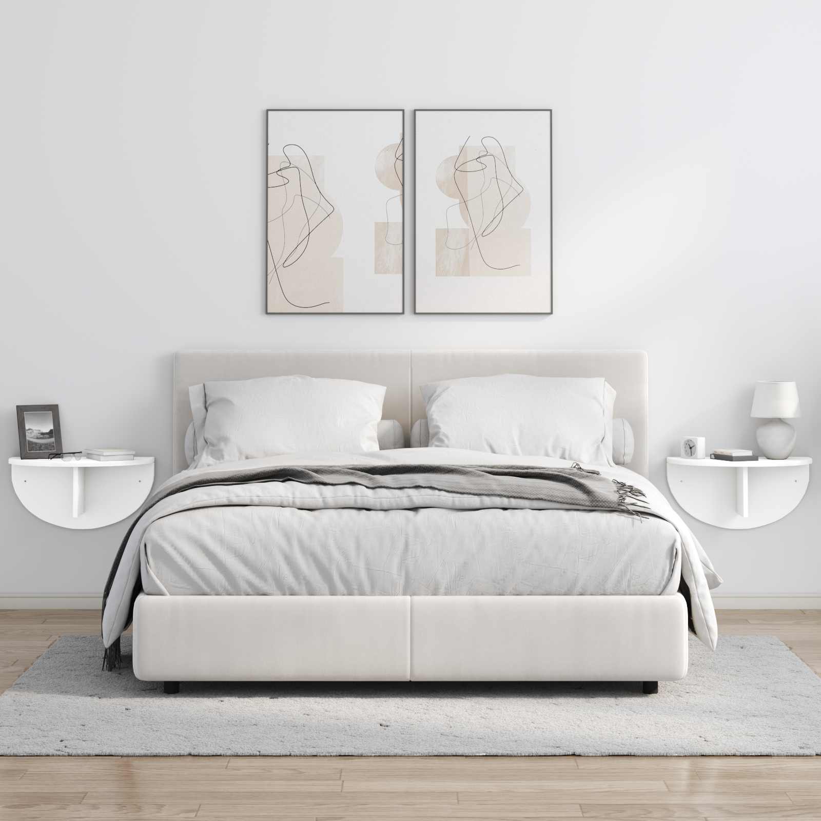 Wandplank Wandgemonteerd Wit 48 x 24 x 24 cm Bewerkt hout is nu te koop bij PeponiXL, paradijselijk wonen!