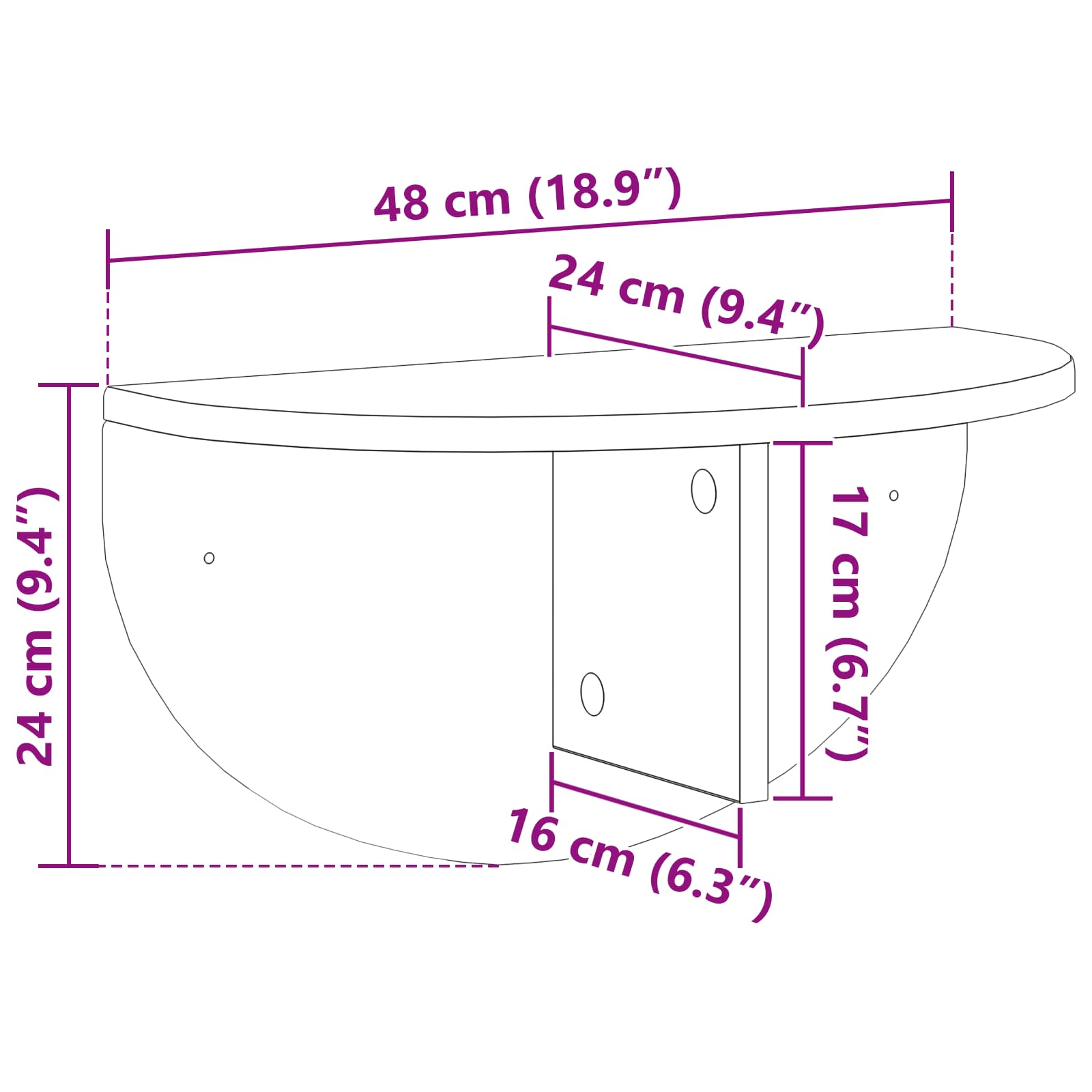 Wandplank Wandgemonteerd Wit 48 x 24 x 24 cm Bewerkt hout is nu te koop bij PeponiXL, paradijselijk wonen!