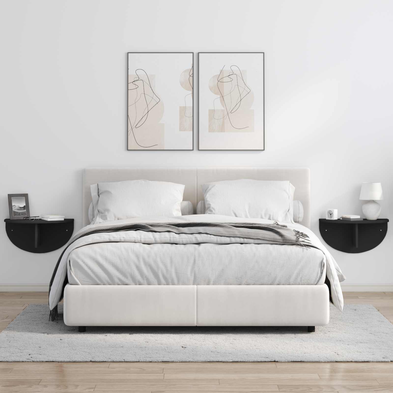 Wandplank 2 pcs Zwart 48 x 24 x 24 cm Bewerkt hout is nu te koop bij PeponiXL, paradijselijk wonen!