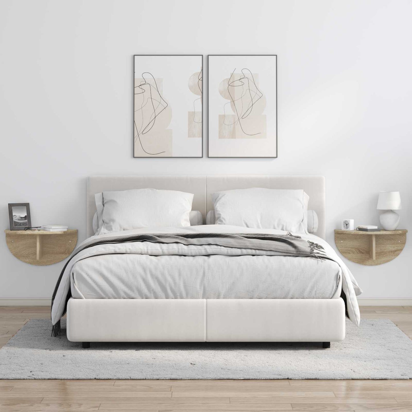 Wandplank 2 pcs Sonoma Eiken 48 x 24 x 24 cm Bewerkt hout is nu te koop bij PeponiXL, paradijselijk wonen!