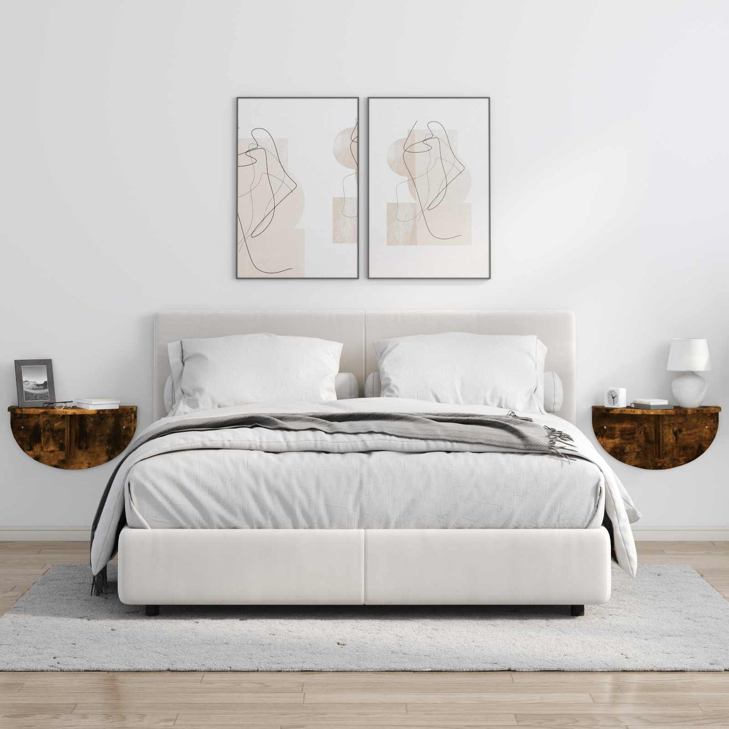 Wandplank 2 pcs Gerookt eiken 48 x 24 x 24 cm Bewerkt hout is nu te koop bij PeponiXL, paradijselijk wonen!