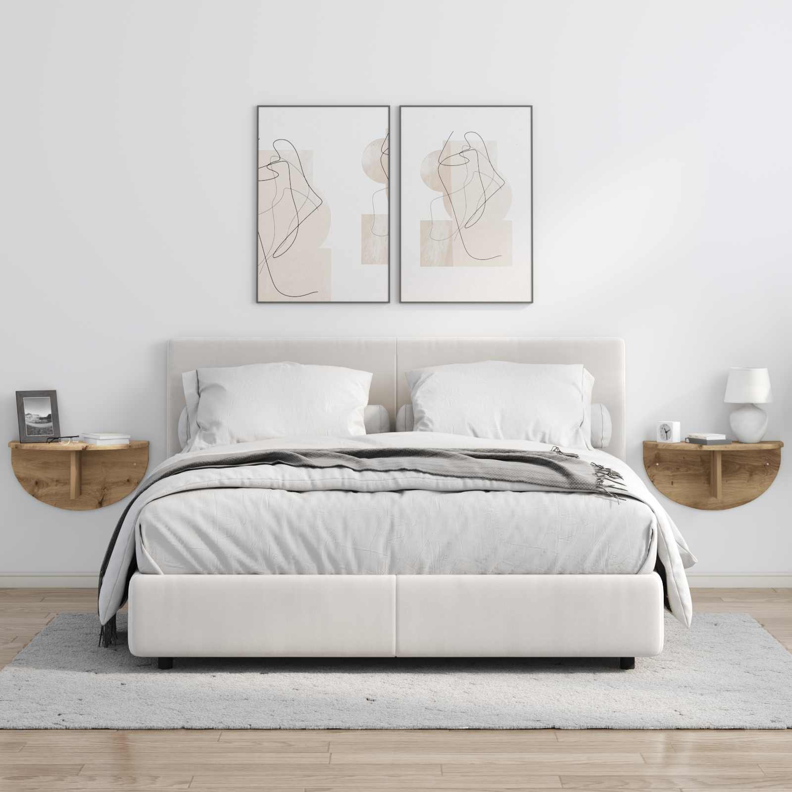 Wandplank Artisan Eiken 48 x 24 x 24 cm Bewerkt hout is nu te koop bij PeponiXL, paradijselijk wonen!