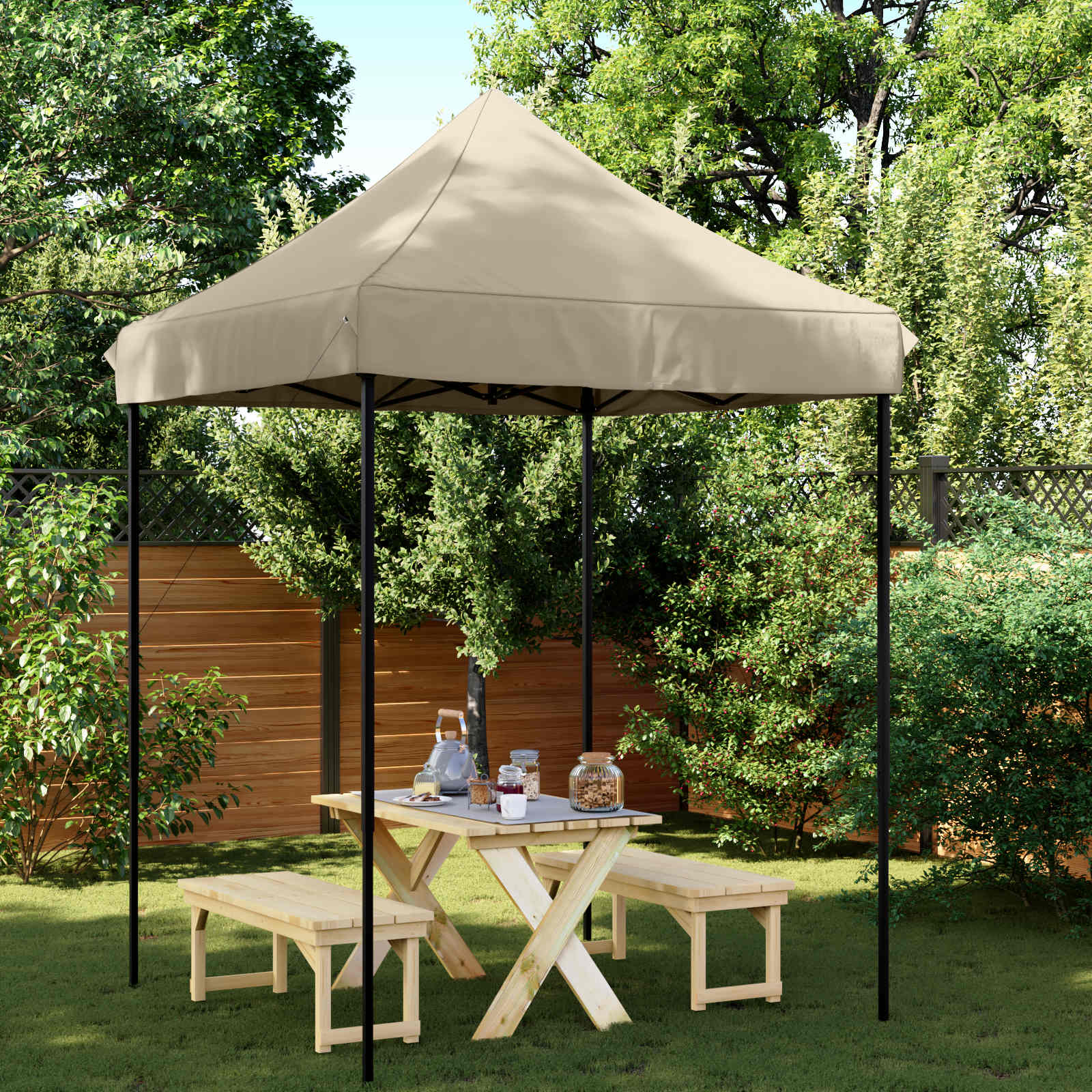 Partytent Taupe 200 x 200 x 306 cm Oxford Stof is nu te koop bij PeponiXL, paradijselijk wonen!