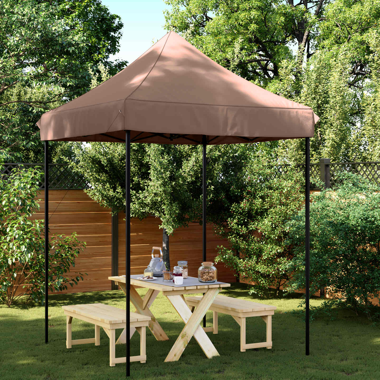 Partytent Bruin 200 x 200 x 306 cm Oxford Stof is nu te koop bij PeponiXL, paradijselijk wonen!