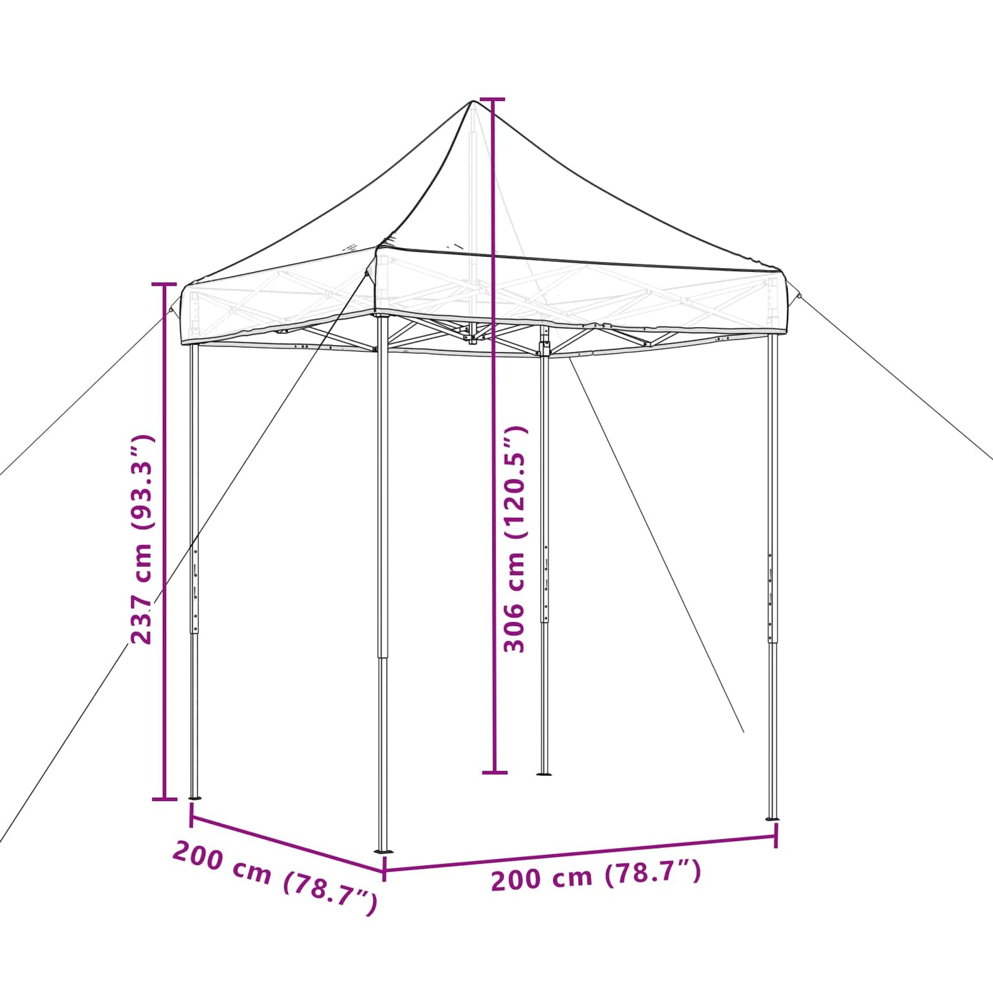 Partytent Bruin 200 x 200 x 306 cm Oxford Stof is nu te koop bij PeponiXL, paradijselijk wonen!