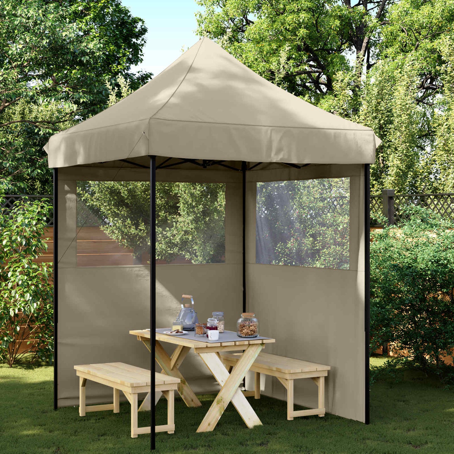 Partytent Taupe 200 x 200 x 306 cm Oxford Stof is nu te koop bij PeponiXL, paradijselijk wonen!