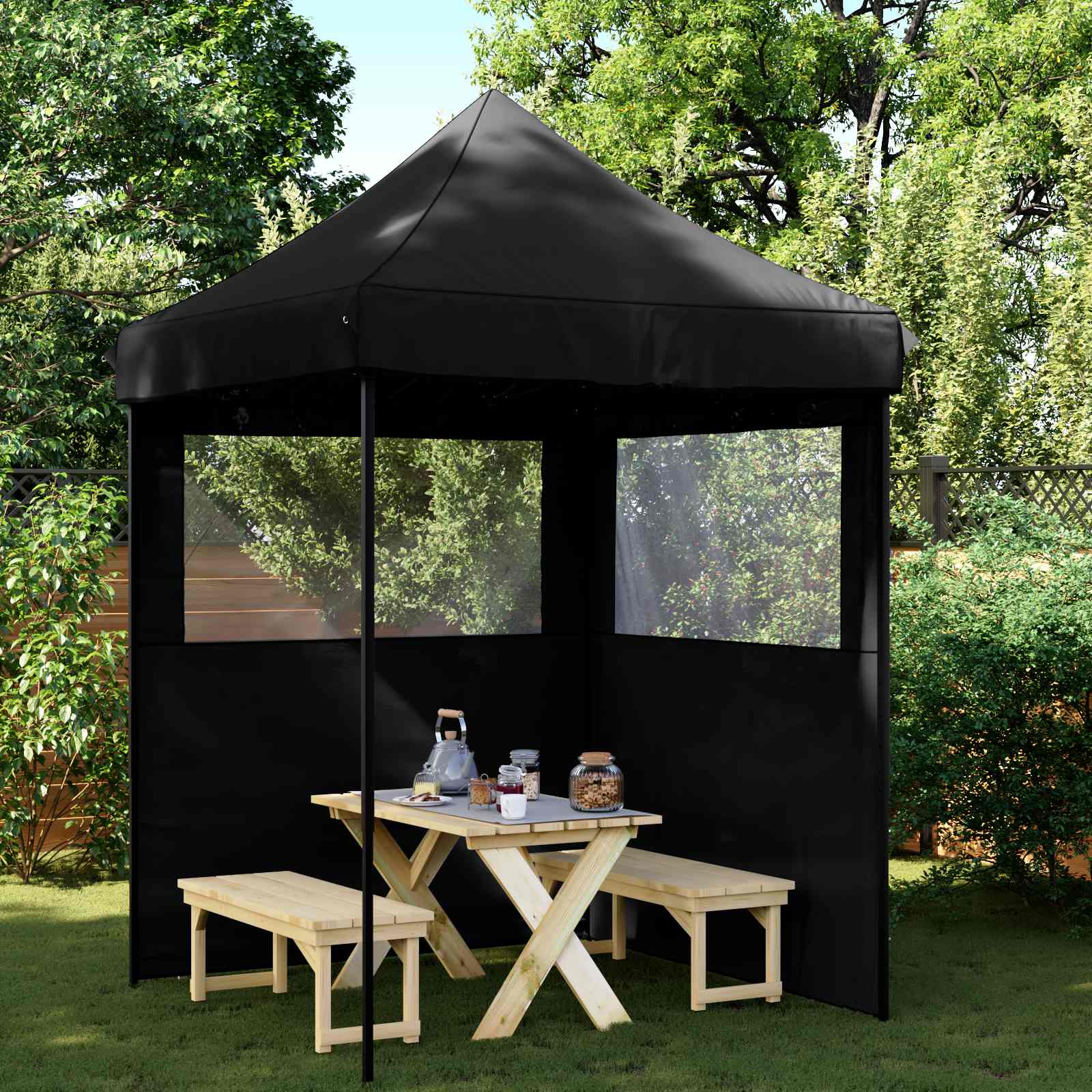 Partytent Zwart 200 x 200 x 306 cm Oxford Stof is nu te koop bij PeponiXL, paradijselijk wonen!