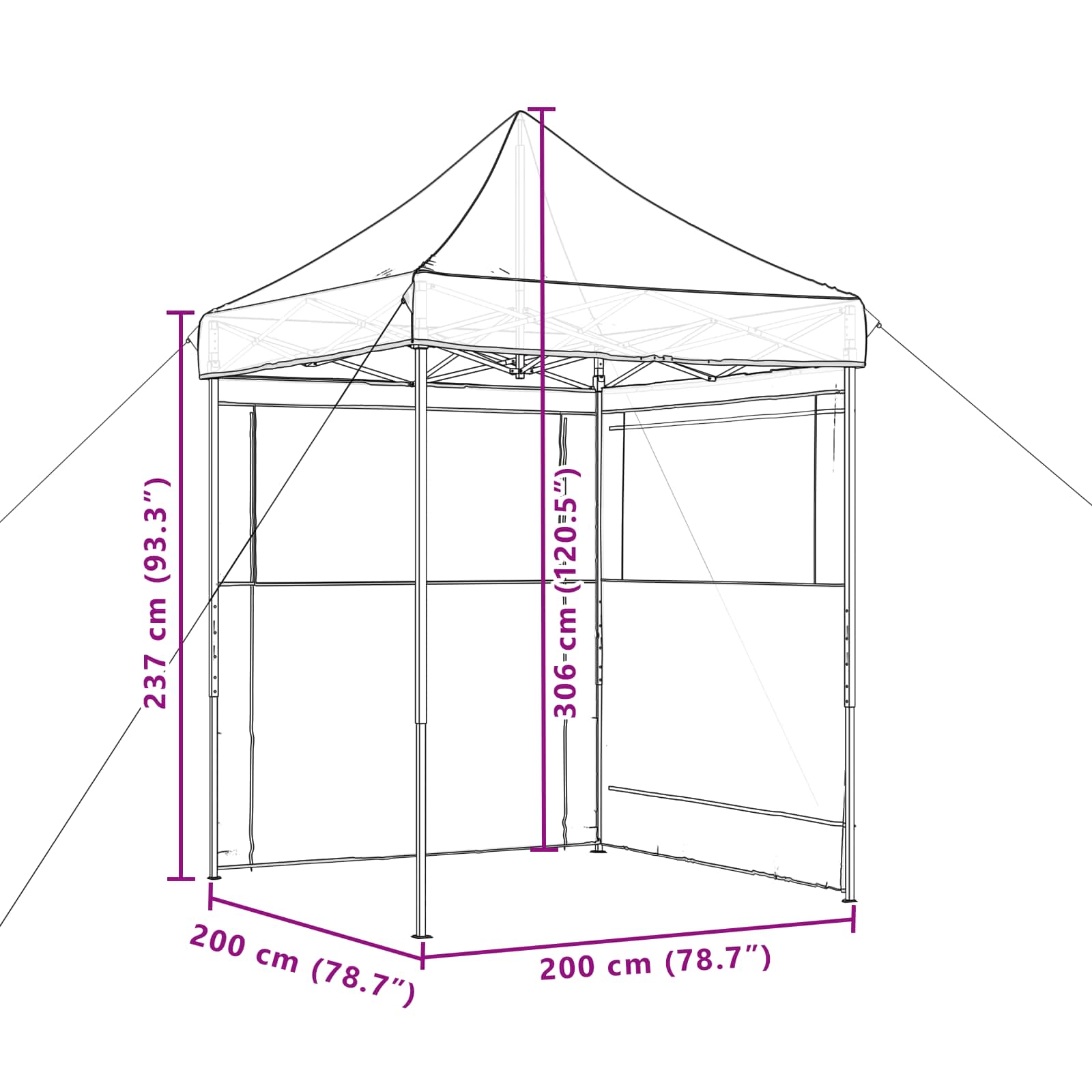 Partytent Zwart 200 x 200 x 306 cm Oxford Stof is nu te koop bij PeponiXL, paradijselijk wonen!