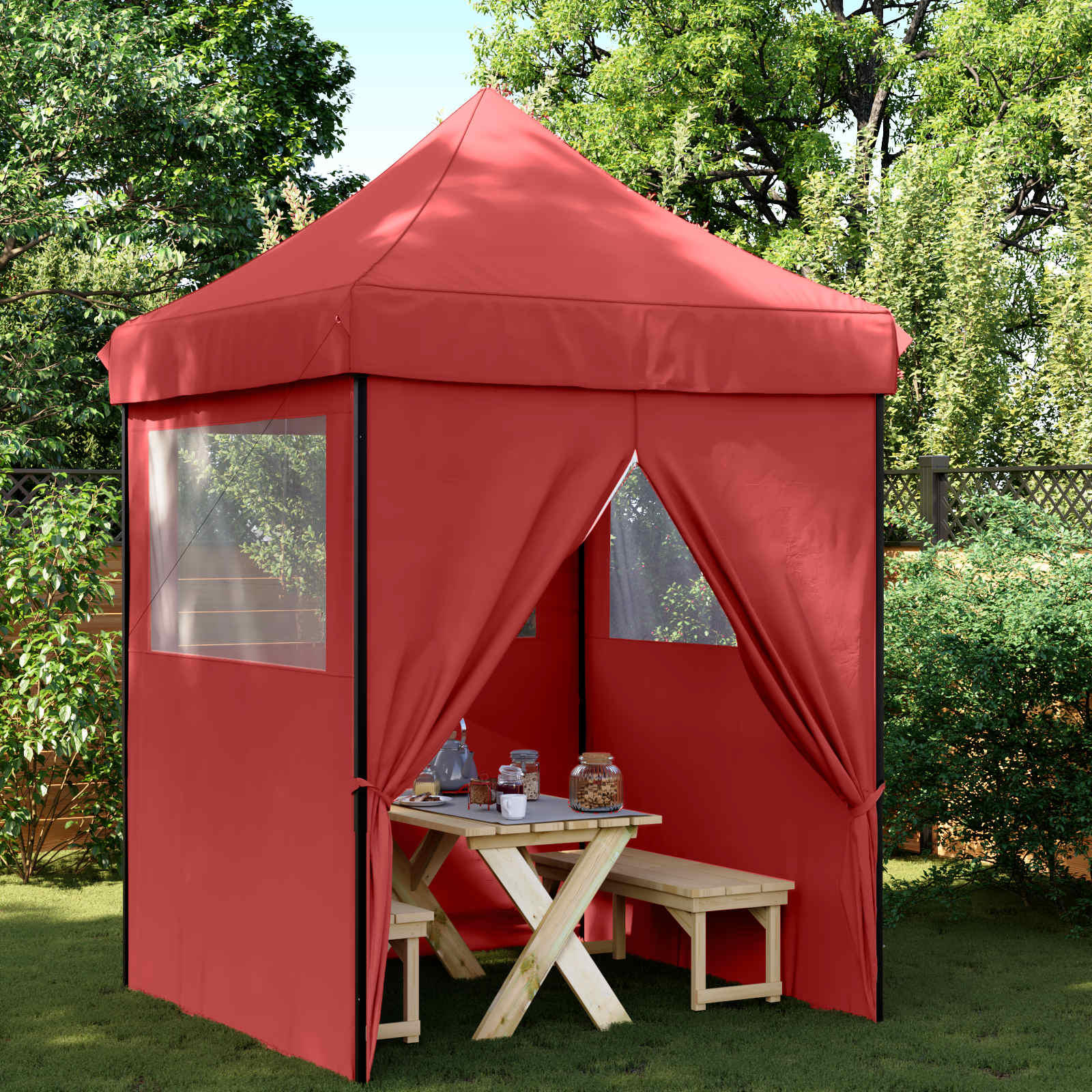 Partytent Bordeauxrood 200 x 200 x 306 cm Oxford Stof is nu te koop bij PeponiXL, paradijselijk wonen!