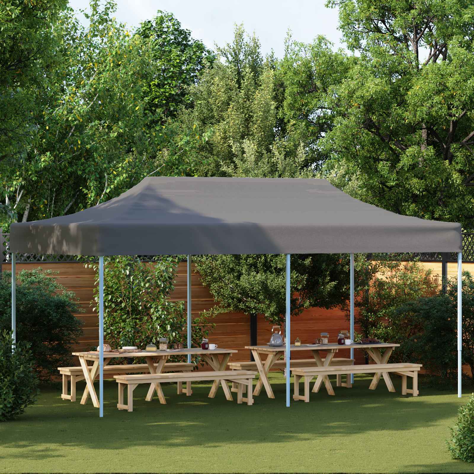 Partytent Antraciet 291 x 580 x 315 cm Oxford Stof is nu te koop bij PeponiXL, paradijselijk wonen!