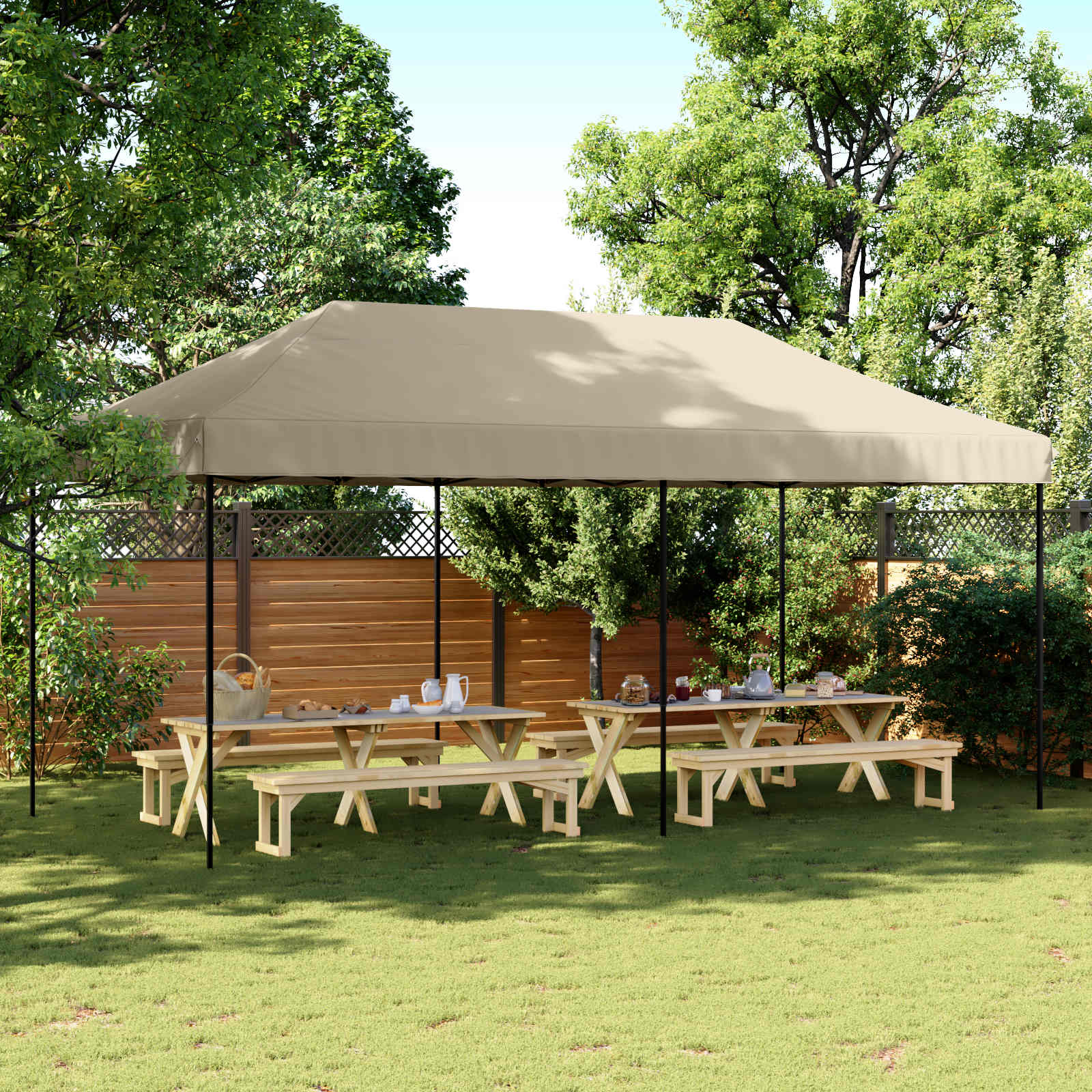 Partytent Taupe 292 x 580 x 315 cm Oxford Stof is nu te koop bij PeponiXL, paradijselijk wonen!