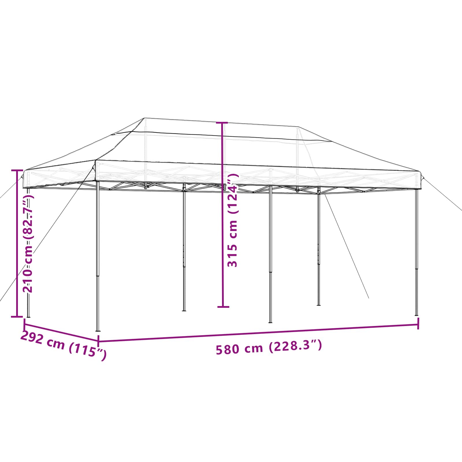 Partytent Bordeauxrood 292 x 580 x 315 cm Oxford Stof is nu te koop bij PeponiXL, paradijselijk wonen!