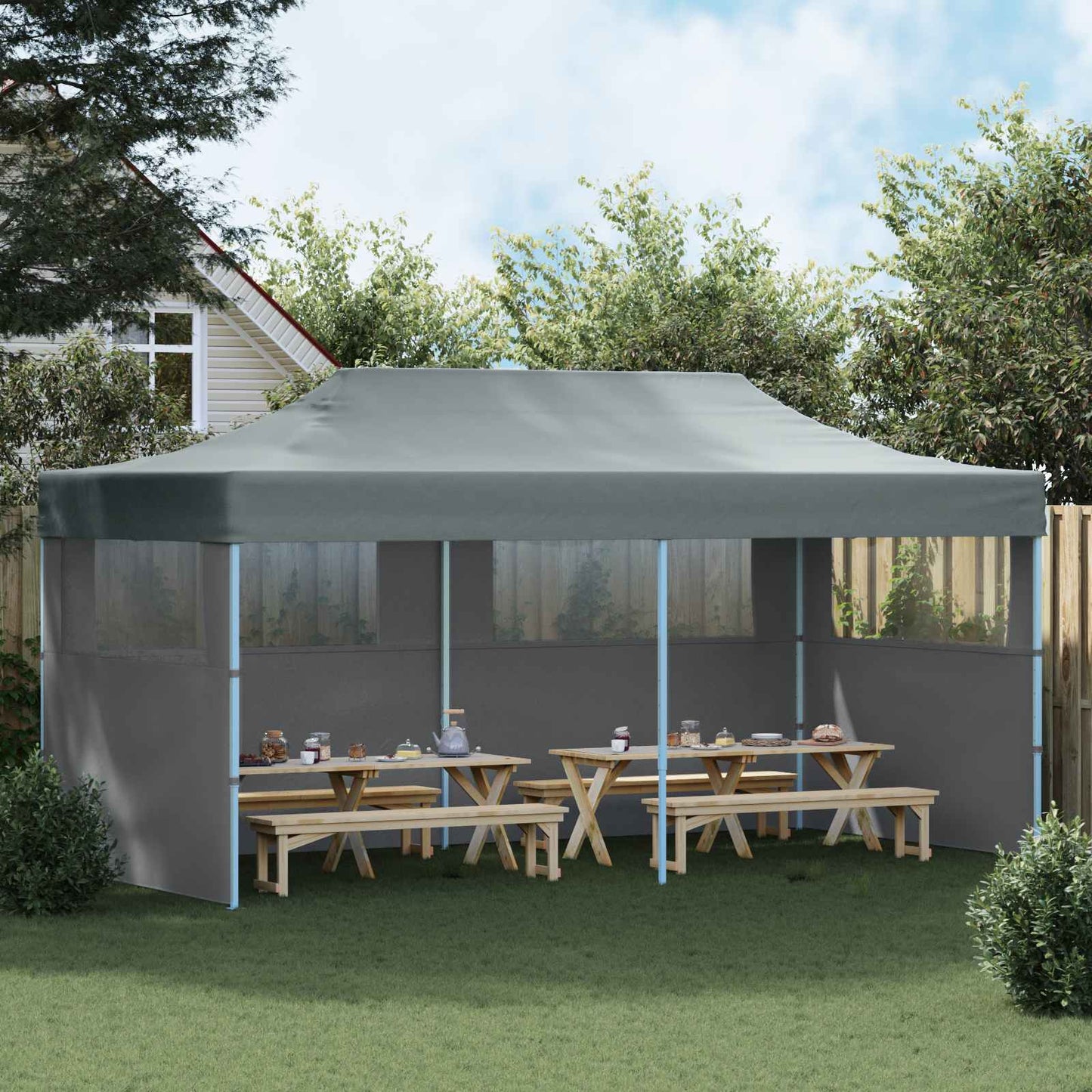 Partytent Antraciet 291 x 580 x 315 cm Oxford Stof is nu te koop bij PeponiXL, paradijselijk wonen!