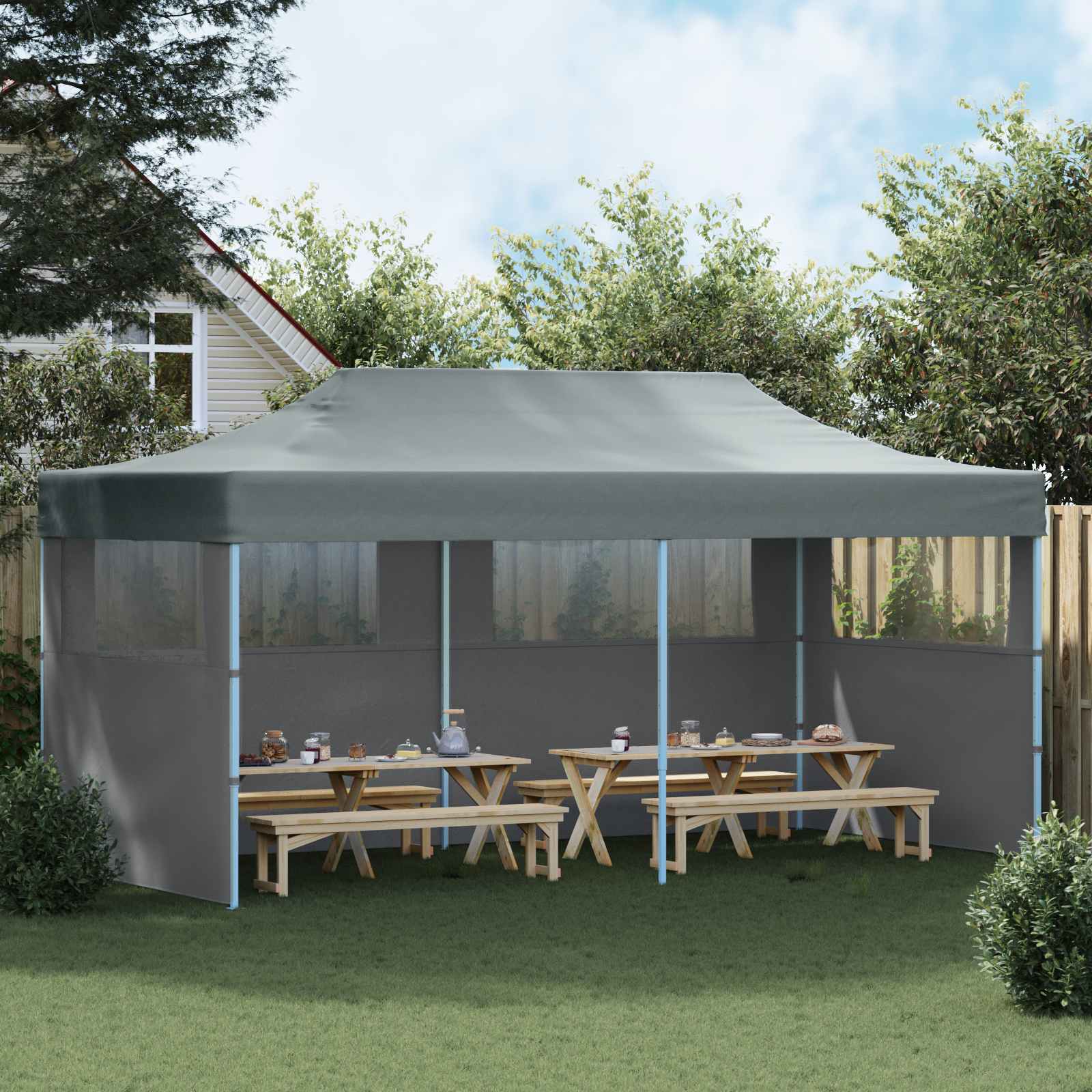 Partytent Antraciet 291 x 580 x 315 cm Oxford Stof is nu te koop bij PeponiXL, paradijselijk wonen!