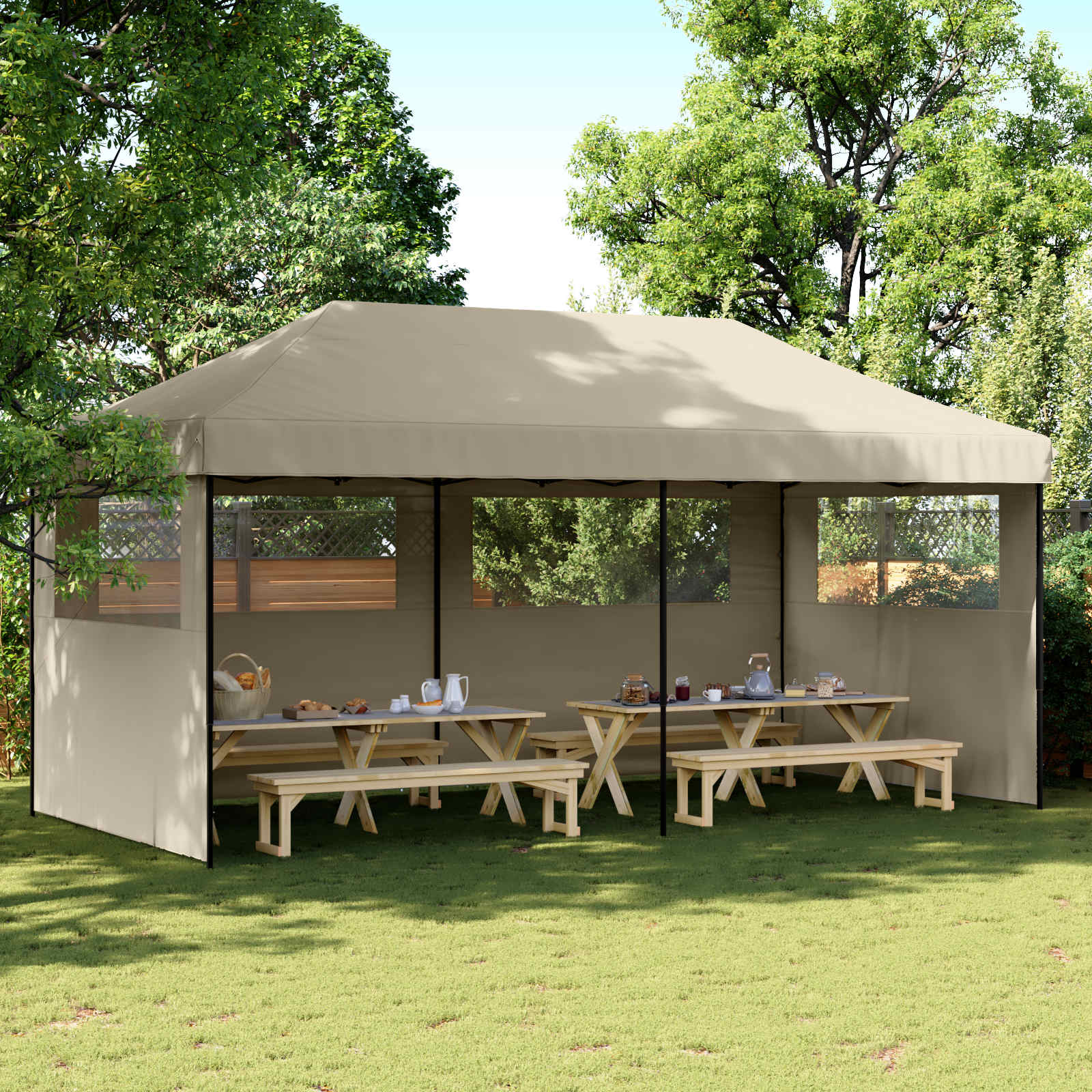 Partytent Taupe 292 x 580 x 315 cm Oxford Stof is nu te koop bij PeponiXL, paradijselijk wonen!