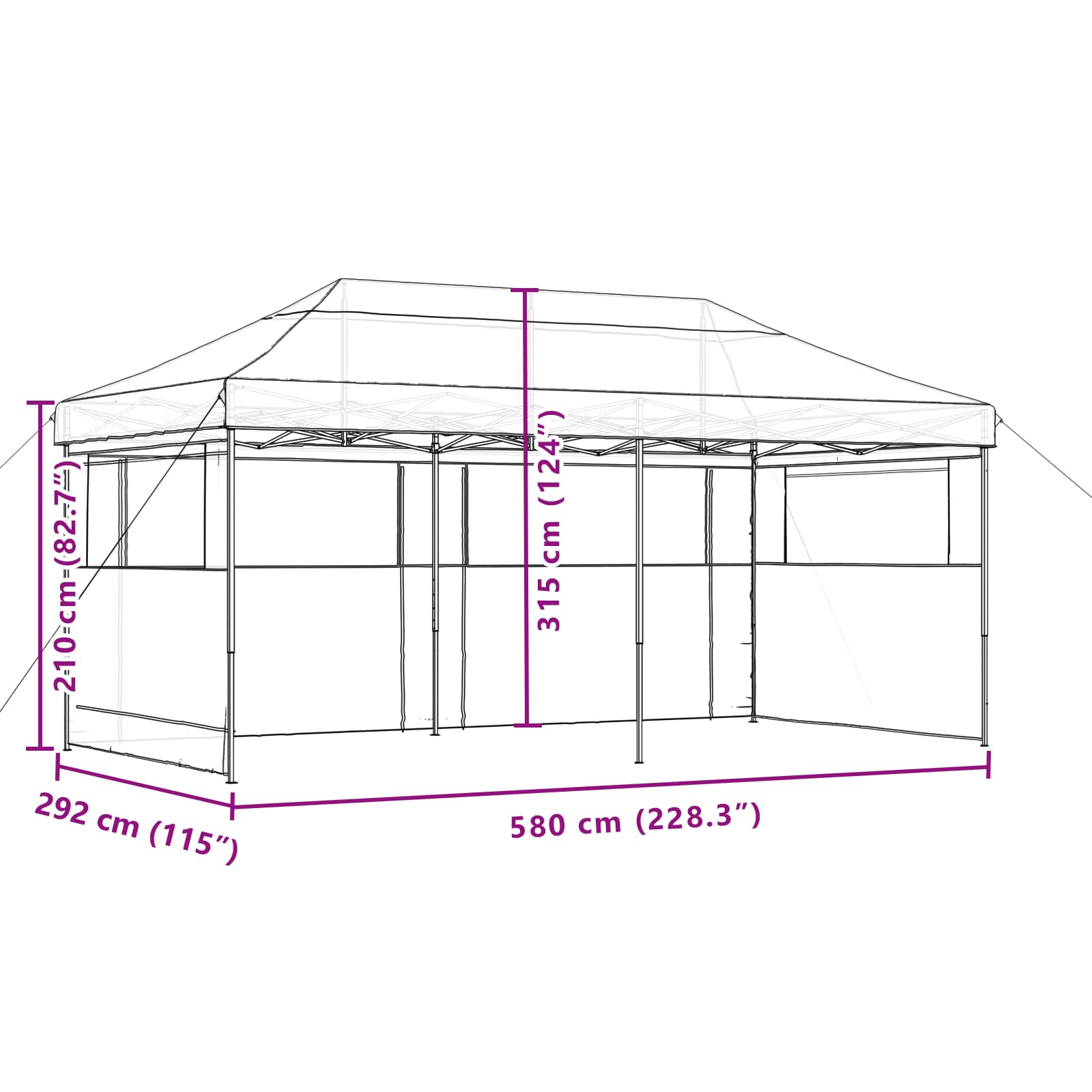 Partytent Bruin 292 x 580 x 315 cm Oxford Stof is nu te koop bij PeponiXL, paradijselijk wonen!