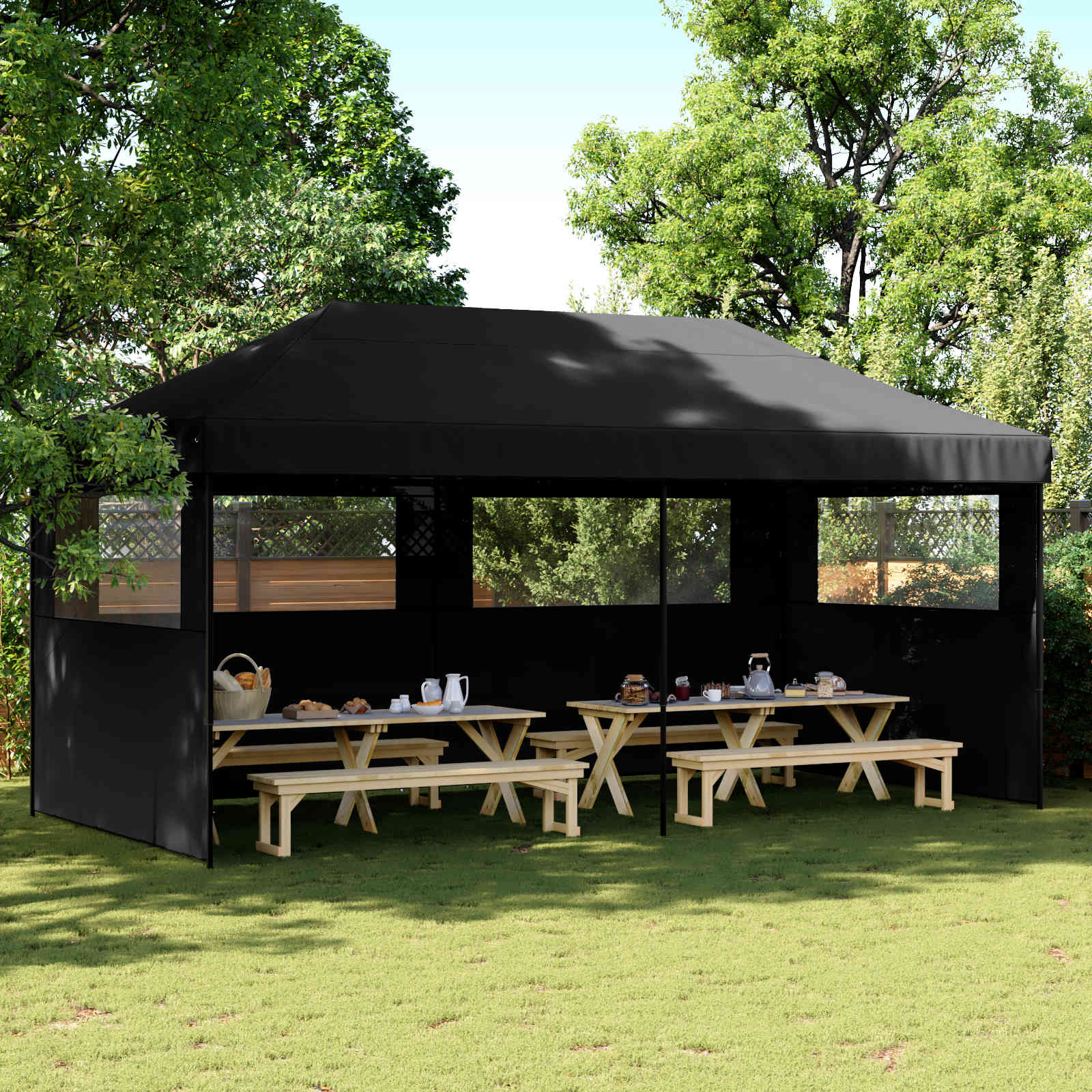 Partytent Zwart 292 x 580 x 315 cm Oxford Stof is nu te koop bij PeponiXL, paradijselijk wonen!