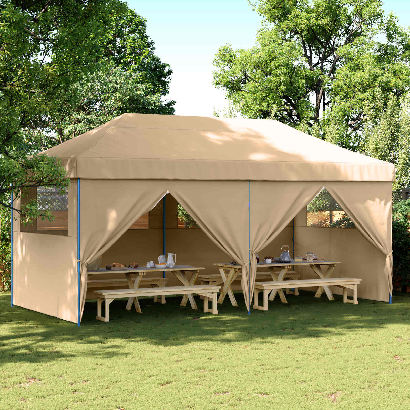 Partytent Beige 292 x 580 x 315 cm Oxford Stof is nu te koop bij PeponiXL, paradijselijk wonen!