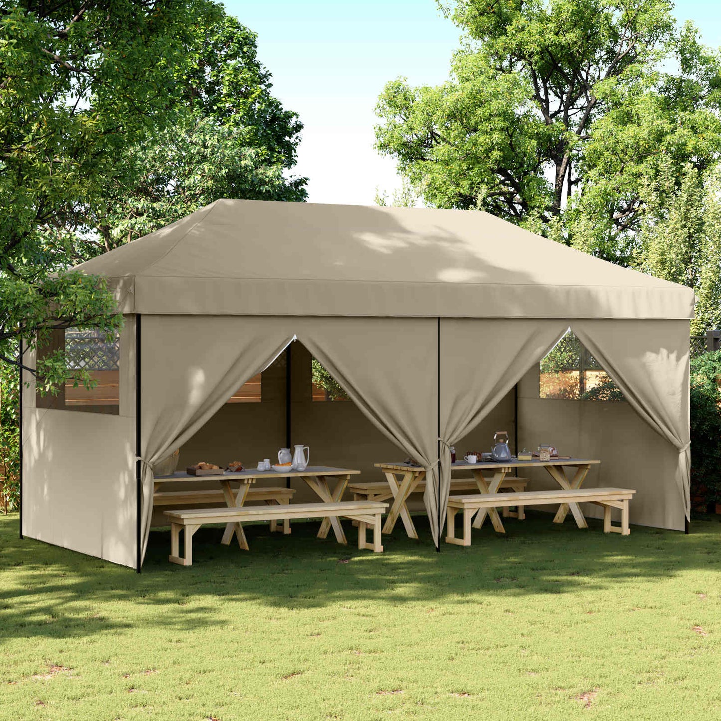 Partytent Taupe 292 x 580 x 315 cm Oxford Stof is nu te koop bij PeponiXL, paradijselijk wonen!
