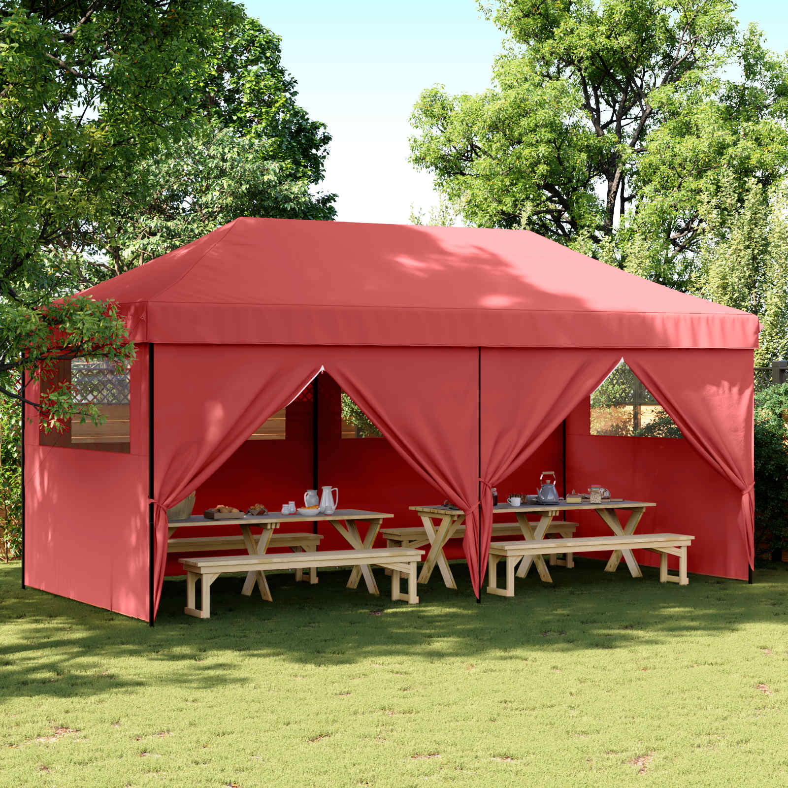 Partytent Bordeauxrood 292 x 580 x 315 cm Oxford Stof is nu te koop bij PeponiXL, paradijselijk wonen!