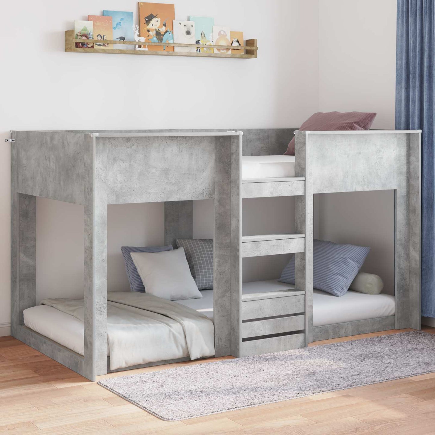 Vloer bedframe Beton Grijs 75 x 190 cm Bewerkt hout is nu te koop bij PeponiXL, paradijselijk wonen!