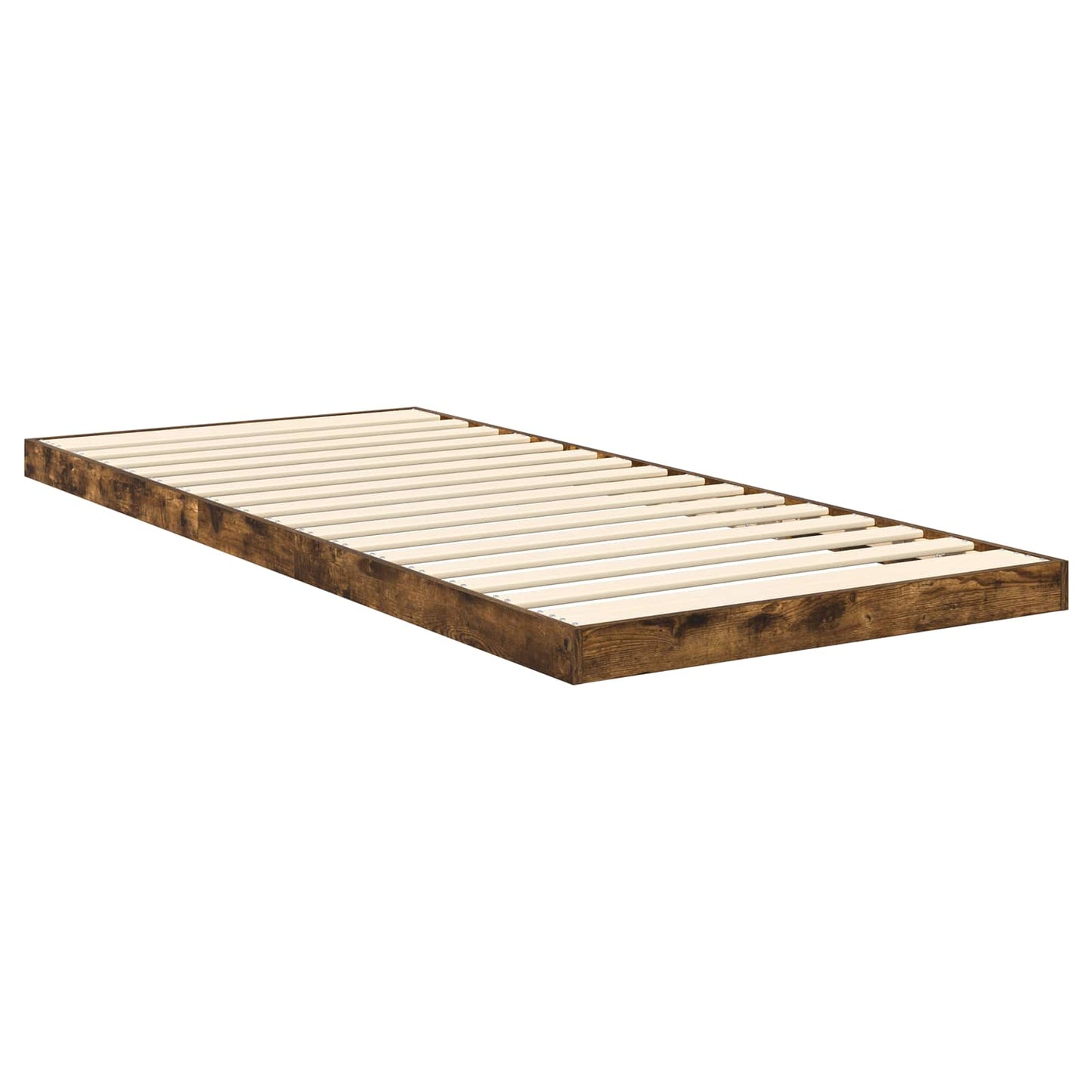 Vloer bedframe Gerookt eiken 75 x 190 cm Bewerkt hout is nu te koop bij PeponiXL, paradijselijk wonen!